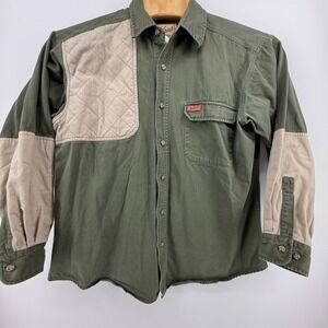 Woolrich‎ Shooting Shirt Twill Canvas Quilted Shoulder Guide Men's XL Outdoor